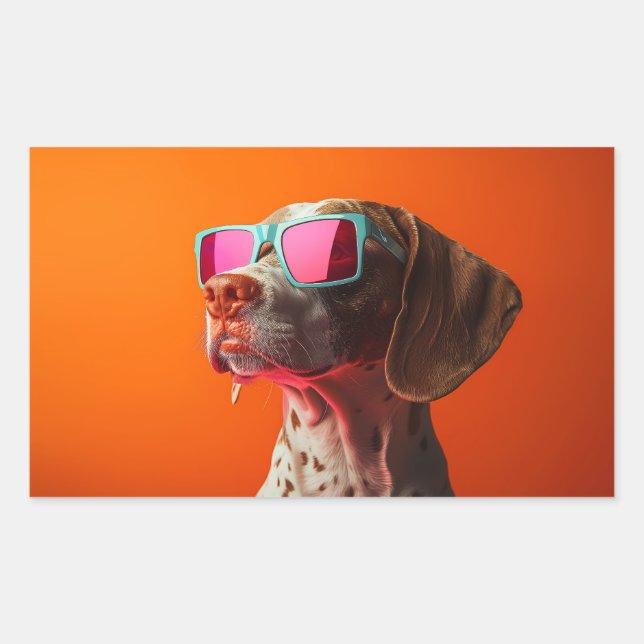 Adesivo Retangular Cool Bracco italiano dog with sunglasses (Frente)