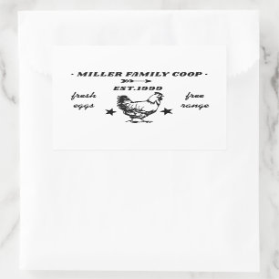 Adesivo Retangular Coop Familiar Hen Ovos Frescos