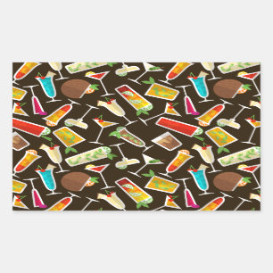 Adesivo Retangular Coquetel-padrão e bebida longa, bar-coquetel