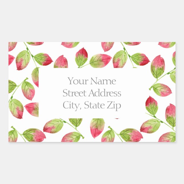 Adesivo Retangular Cor de Água Vermelha e Verde deixa Rótulos Padrão  (Frente)