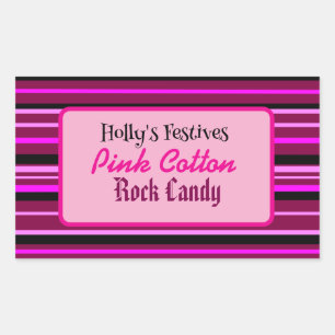 Adesivo Retangular Cor-de-rosa Cotton candyfloss Rock Candy