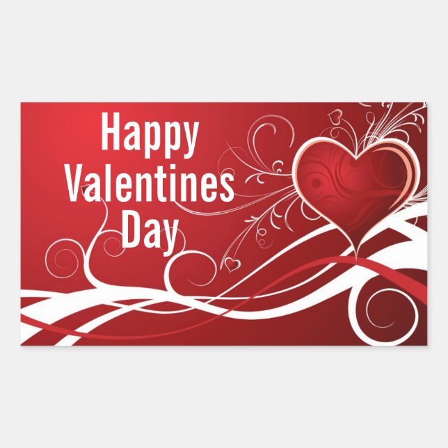 Adesivo Retangular Coração Abstrato Branco E Vermelho Girly E Cabeças (Frente)