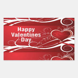 Adesivo Retangular Coração Abstrato Branco E Vermelho Girly E Cabeças