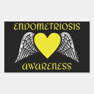Adesivo Retangular Coração/Asas... Endometriose