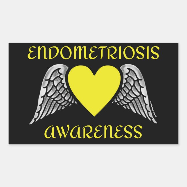Adesivo Retangular Coração/Asas... Endometriose (Frente)