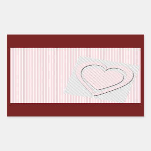 Adesivo Retangular Coração de Amor Rosa Nº 2 Sticker