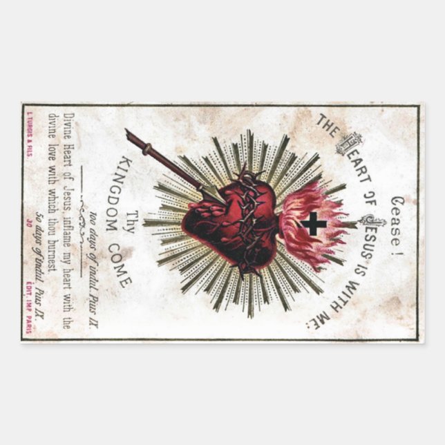 Adesivo Retangular Coração de Jesus Sticker (Frente)