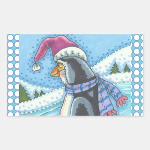 ADESIVO RETANGULAR CORAÇÃO DE QUERIDA FRIO, PINGUINAS DE NATAL