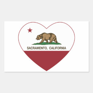 Adesivo Retangular coração de sacramento da bandeira de Califórnia