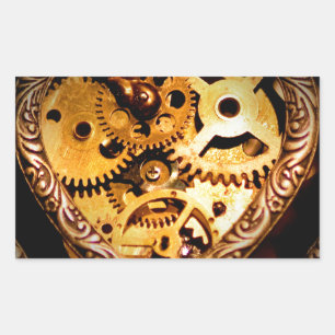 Adesivo Retangular coração de steampunk