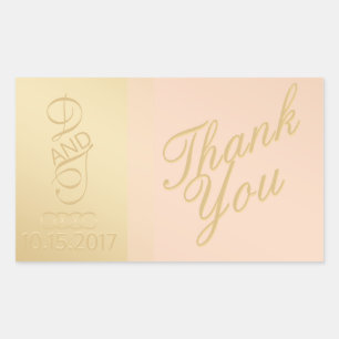 Adesivo Retangular Coração Dourado Blush Obrigado Pinheiros
