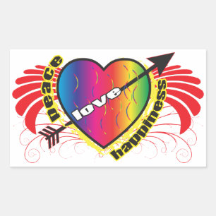 Adesivo Retangular Coração pela Paz