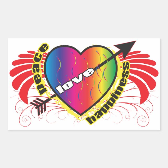 Adesivo Retangular Coração pela Paz (Frente)