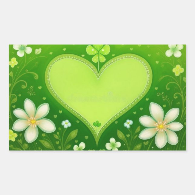 Adesivo Retangular Coração Verde (Frente)