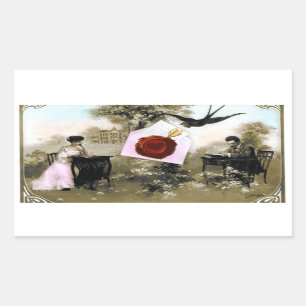 ADESIVO RETANGULAR CORAÇÃO VERMELHO DO SELO DA CERA DOS AMANTES