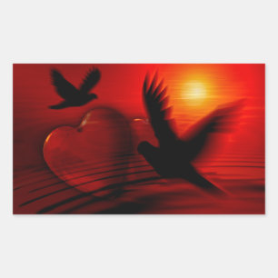 Adesivo Retangular Corações e Doves