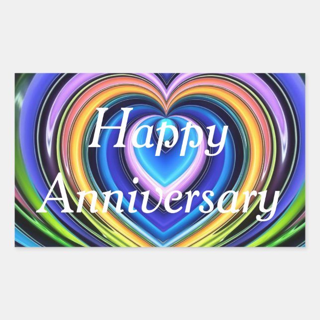 Adesivo Retangular corações multicoloridos (Frente)