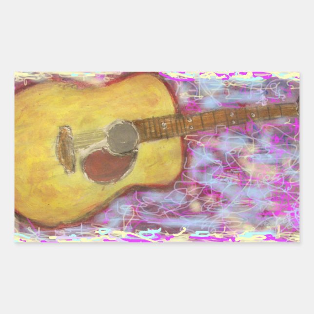 Adesivo Retangular Cores de Violão Acústico (Frente)