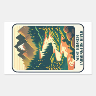 Adesivo Retangular Cores do Connecticut do rio Farmington, West Branc