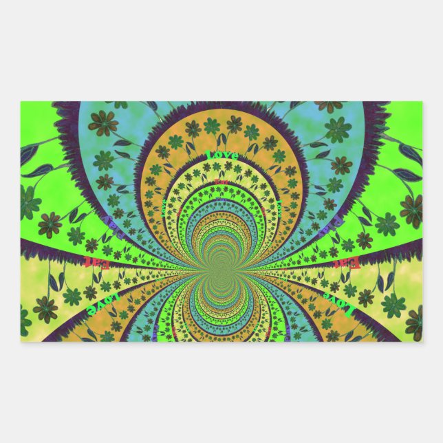 Adesivo Retangular Cores Tradicionais Africanos Caleidoscópio Arte Fl (Frente)