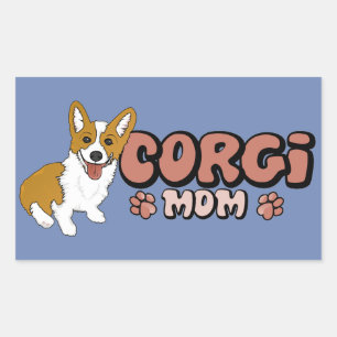 Adesivo Retangular Corgi Mãe