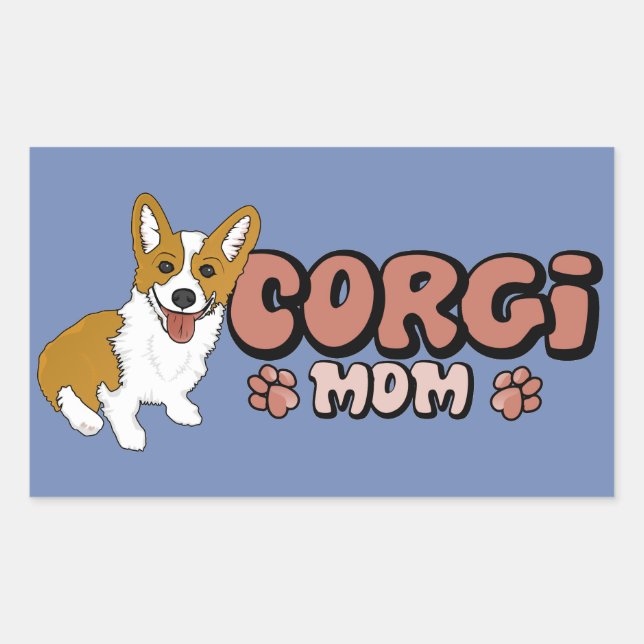 Adesivo Retangular Corgi Mãe (Frente)