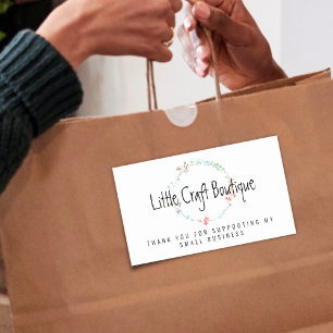 Adesivo Retangular Coroa Obrigada Por Apoiar Meu Pequeno Negócio