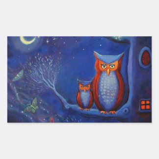 Adesivo Retangular Coruja Art Sticker "The Forest In Night"