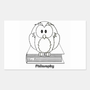 Adesivo Retangular Coruja da filosofia do livro de COM de Filosofia