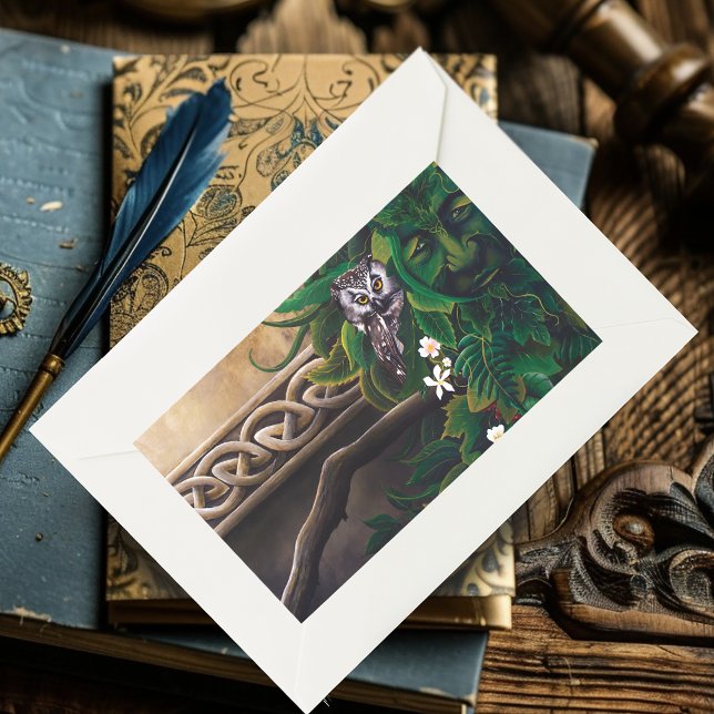 Adesivo Retangular Coruja Verde Celta (Criador carregado)