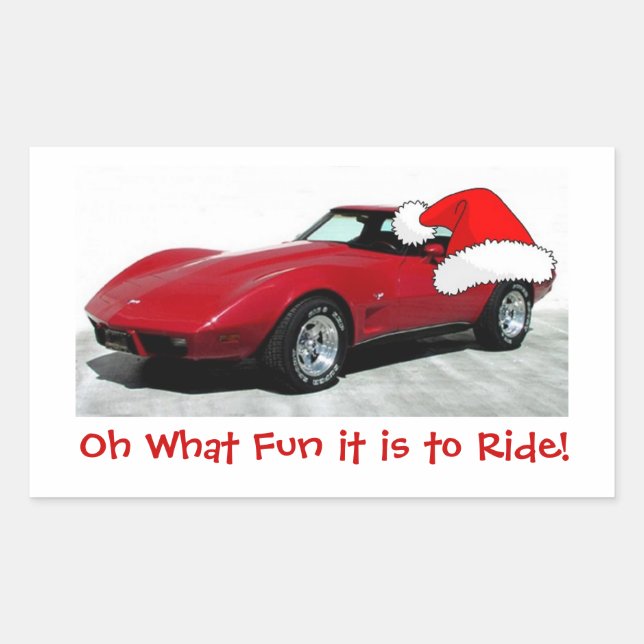 Adesivo Retangular Corvette Vermelho Natal 1979 (Frente)
