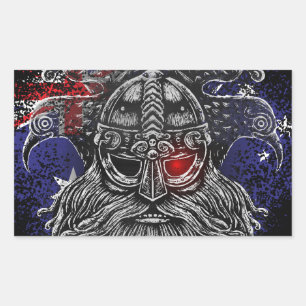 Adesivo Retangular corvos de Odin espadas Mitologia Viking bandeira d