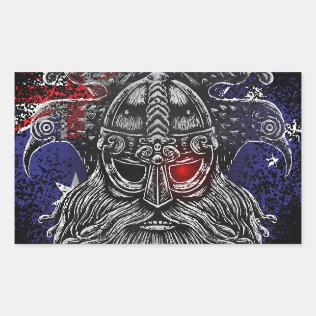 Adesivo Retangular corvos de Odin espadas Mitologia Viking bandeira d (Frente)