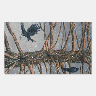 Adesivo Retangular Corvus Corvidae e o Cedro