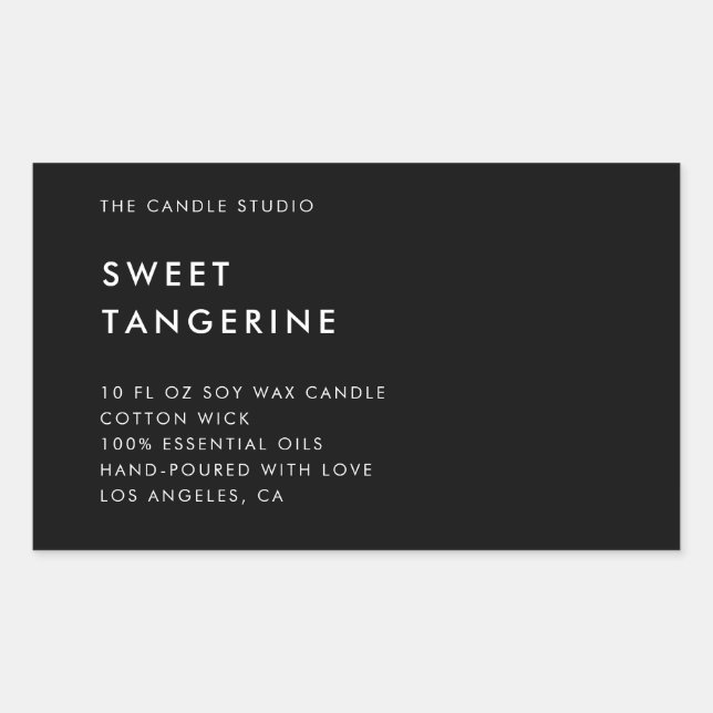 Adesivo Retangular Cosméticos modernos minimalistas de velas pretas (Frente)