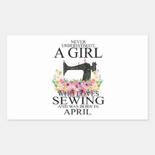 Adesivo Retangular costura   Quem Adora Sewing E Era Nascer De Abril