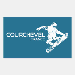 Adesivo Retangular Courchevel France Snowboarder