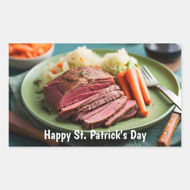 Adesivo Retangular Couves de carne de bovino e cenouras (Frente)