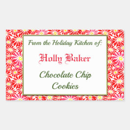 Adesivo Retangular Cozinha Feriada de Pintettias Vermelhas com Vinhet