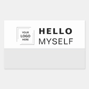 Adesivo Retangular Crachá de Nome Personalizado Design Moderno de Mar
