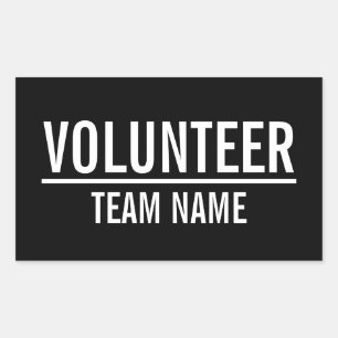 Adesivo Retangular Crachá Voluntário Negro com Nome de Equipe Persona