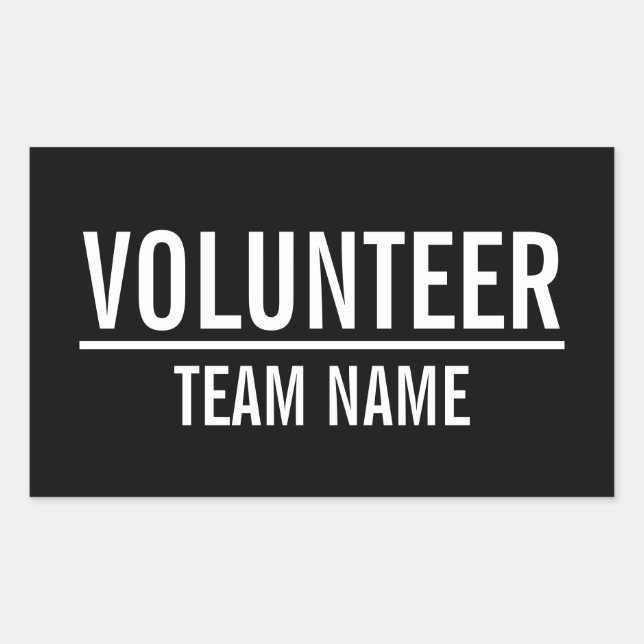 Adesivo Retangular Crachá Voluntário Negro com Nome de Equipe Persona (Frente)