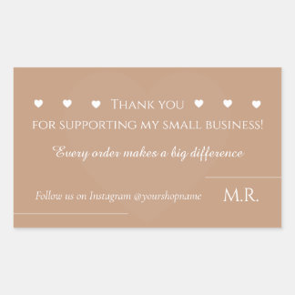 Adesivo Retangular Craft Thank You Sticker | Custom Business Label