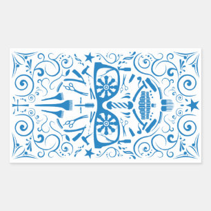 Adesivo Retangular crânio de punk da barbearia