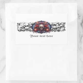 Adesivo Retangular Crânios, Rosas vermelhas e design gótica pirata