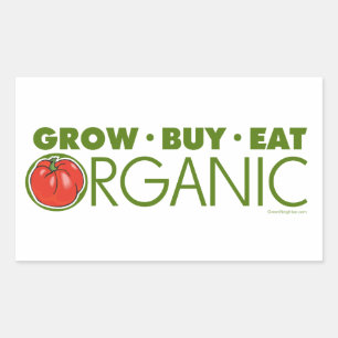 Adesivo Retangular Crescer, Comprar, Comer Orgânico