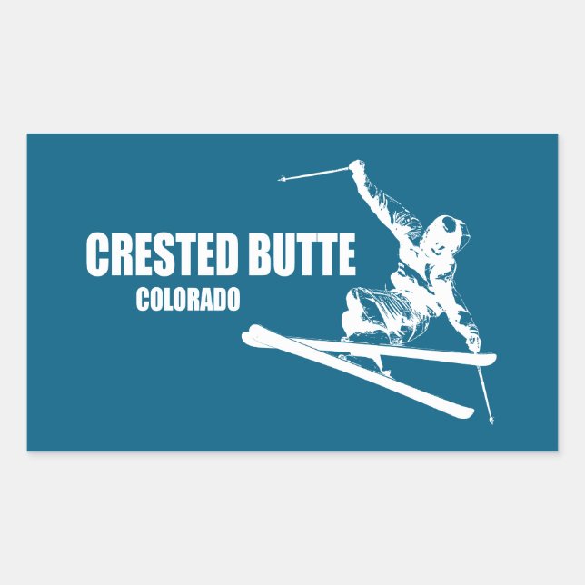 Adesivo Retangular Crested Butte Colorado Skier (Frente)