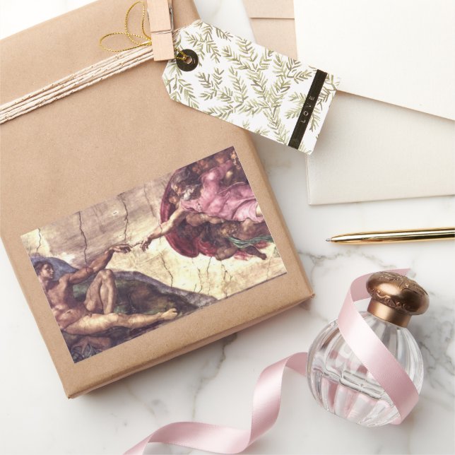 Adesivo Retangular Criação de Adão por Michelangelo (Presentear)