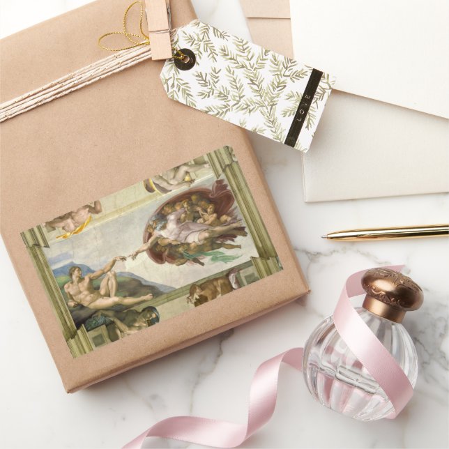 Adesivo Retangular Criação do Homem de Michelangelo (Criação de Adão) (Presentear)