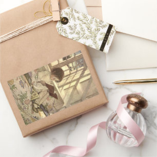 Adesivo Retangular Criança Vintage lendo um livro, Jessie Willcox Smi